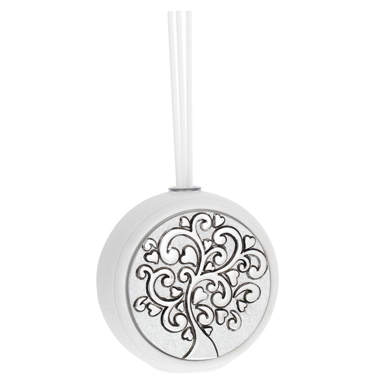 DIFFUSORE TONDO BIANCO D. 9,5 CON INSERTO ARGENTATO - ALBERO CUO